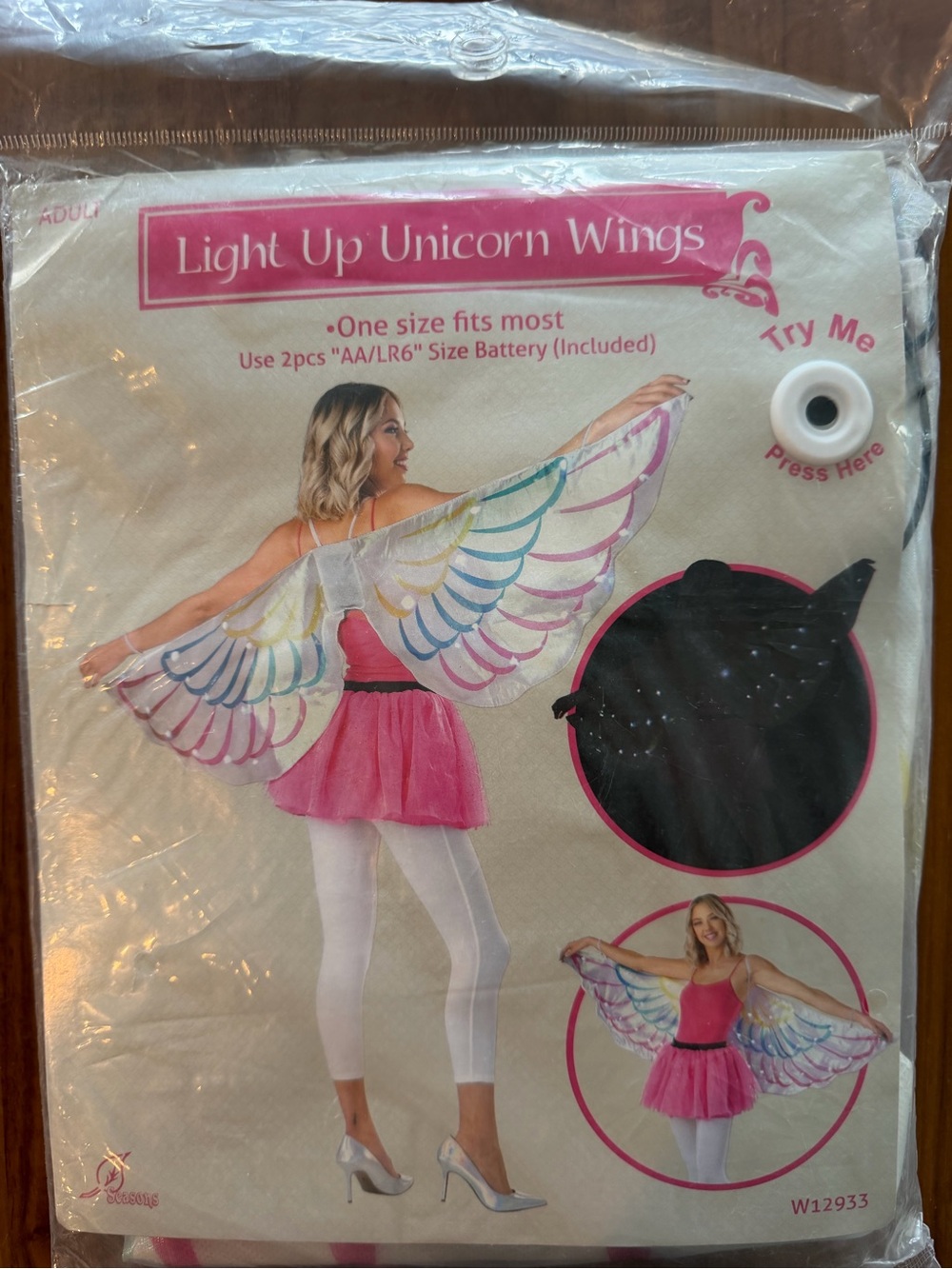 Light Up Unicorn Wings - Pink Multicolor Kids Costume Accessory
